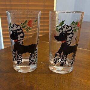 MCM Set Of 2 Poodle Glasses 1950s Glidden